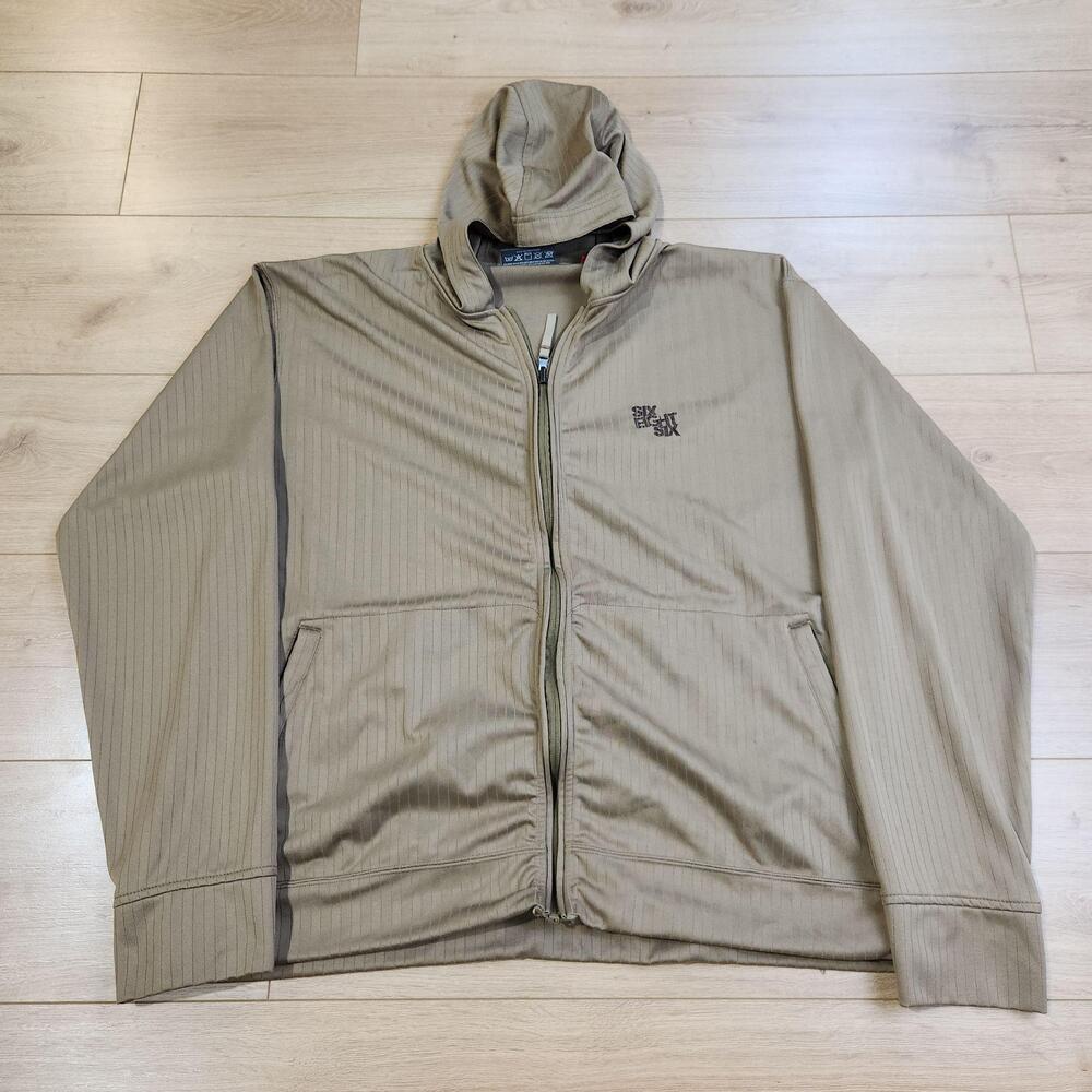 686 Six Eight Six Hoodie Sweatshirt Mens XL Beige Full Zip Striped Knit Casual